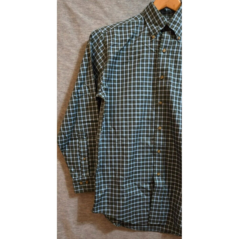 Brooks Brothers Button Down Shirt Men’s Small Navy Geen Plaid Cotton Size Small - Picture 9 of 10
